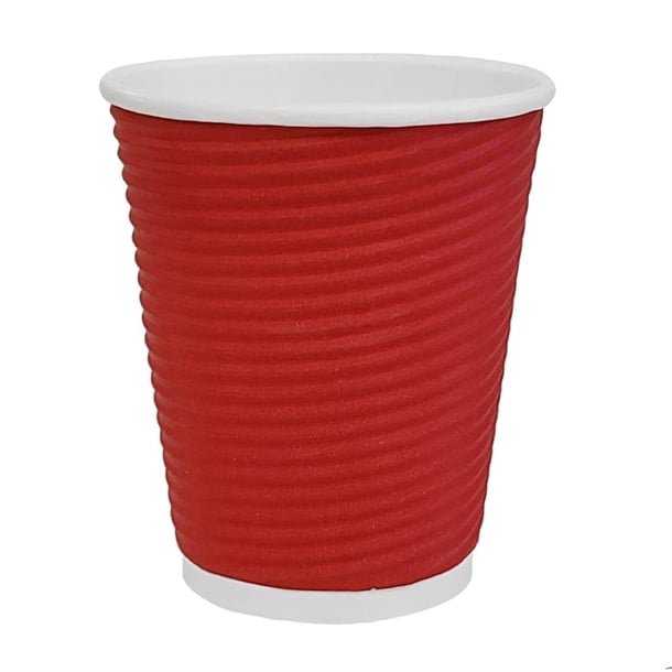 Fiesta Recyclable Hot Cup Ripple Wall Red 225ml (Box 500)