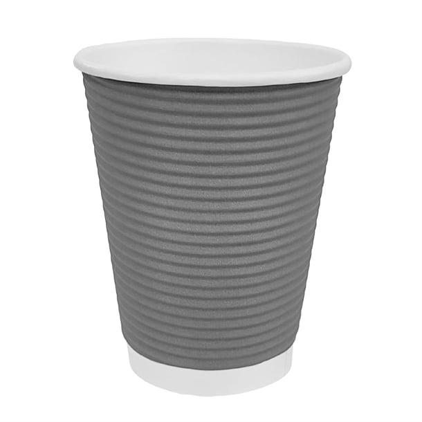 Fiesta Recyclable Hot Cup Ripple Wall Charcoal 225ml (Box 500)