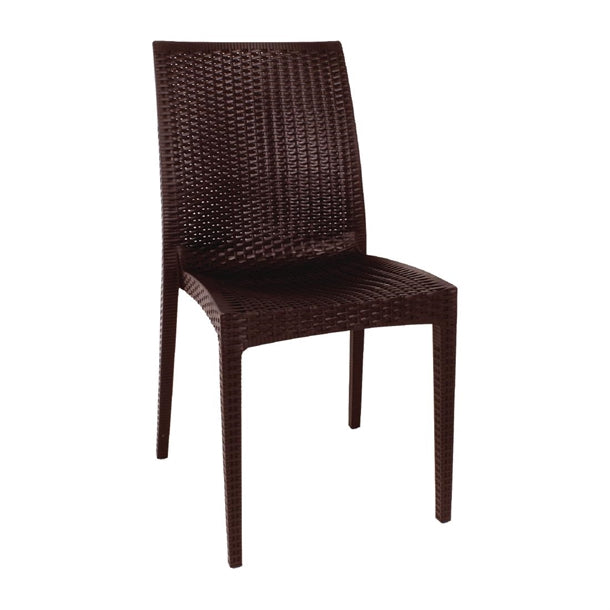 Bolero PP Rattan Bistro Side Chair Brown (Pack 4) - Hospitality Connect