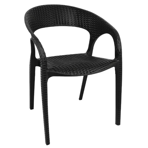 Bolero PP Rattan Wraparound Armchair Black (Pack 4) - Hospitality Connect