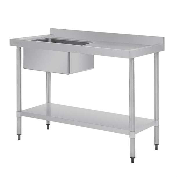 Vogue Single Bowl Sink R/H Drainer - 1200mm (90mm Drain) - Hospitality Connect