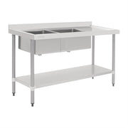 Vogue Double Bowl Sink R/H Drainer - 1800mm (90mm Drain) - Hospitality Connect