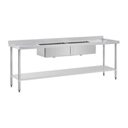 Vogue Double Bowl Sink Double Drainer - 2400mm (90mm Drain)