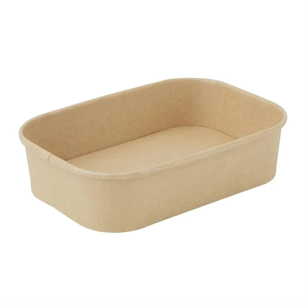 Fiesta recyclable square takeaway container base, 750ml capacity, shown in a pack of 300, made for food takeaway and storage.