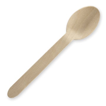 BIOPAK 16cm Unbranded Wood Spoon - Bulk Pack 2000 Units