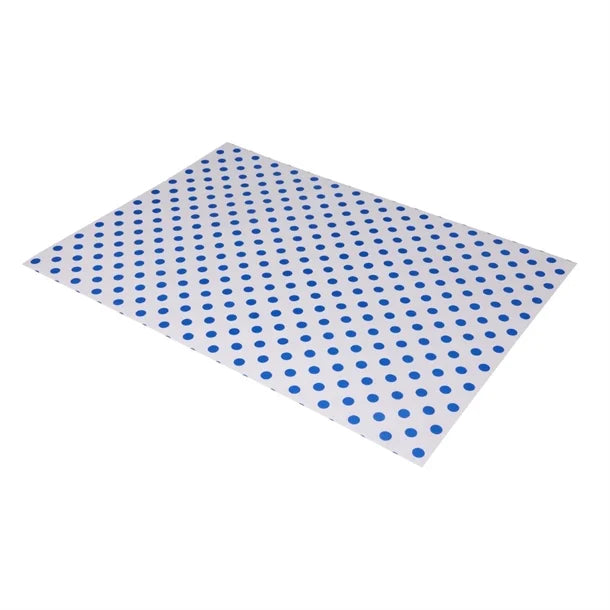 Fiesta Compostable Burger Wraps Blue Dot - 250x350mm (Pack 200)