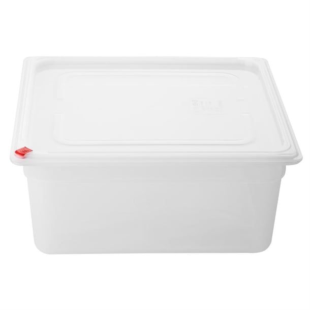 Hygiplas Click PP GN Pan 2/3 with Lid & 7 Colour Clips - 200mm 16.1Ltr (Pack 4)
