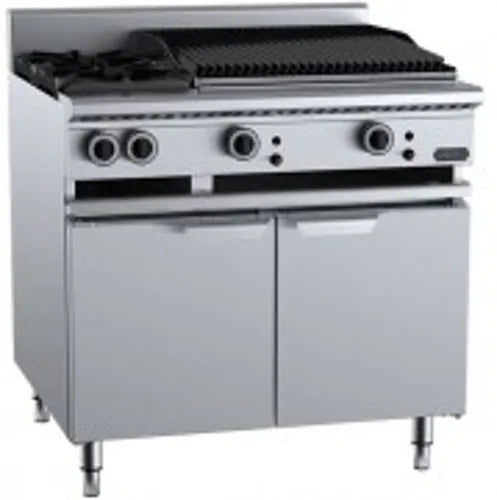 VERR Combination Two Open Burners & 600mm Char Broiler Bench Mounte VBT-SB2-CBR6BM.