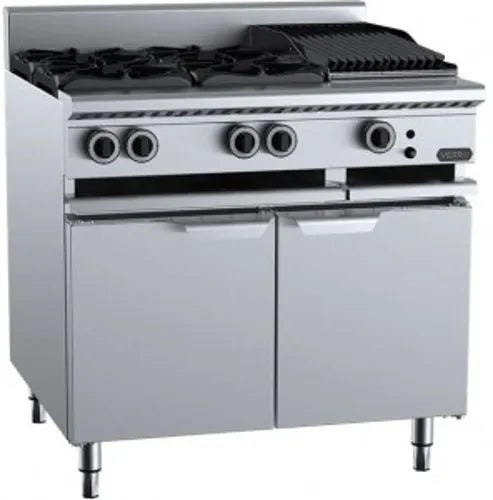 VERR Combination Four Open Burners & 300mm Char Broiler Bench Mounted VBT-SB4-CBR3BM.
