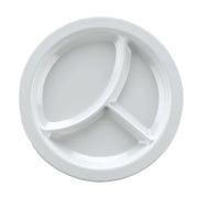 Aladdin Temp-Rite 9 Entrée Dish, Alacite, Reusable, 3-Cavity, Round, White Box of 12 J420 - Hospitality Connect