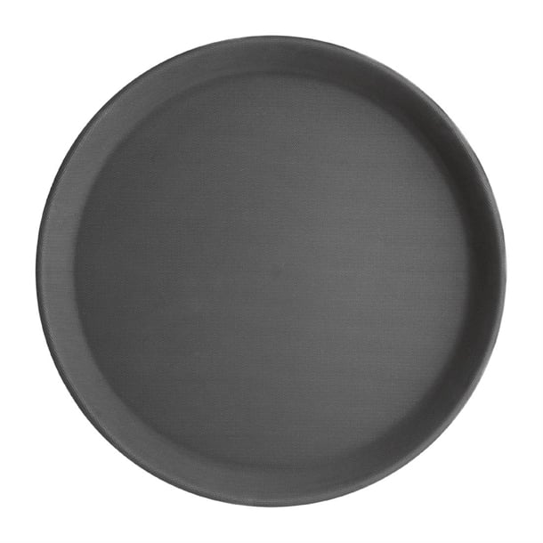 Olympia Kristallon Round Tray Black Plastic Anti-Slip - 280mm - Hospitality Connect