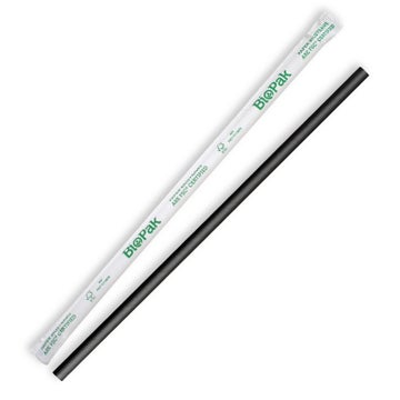 Biopak 6mm Individual Wrapped Regular Black BioStraw 2500 units - Hospitality Connect