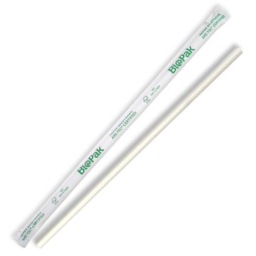 Biopak 6mm Individually Wrapped Regular White BioStraws 2500 units - Hospitality Connect