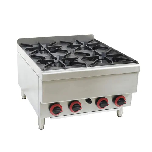 GASMAX Benchtop LPG 4 Burner Cooktop w Splashback JUS-TR-4BLPG. - Hospitality Connect