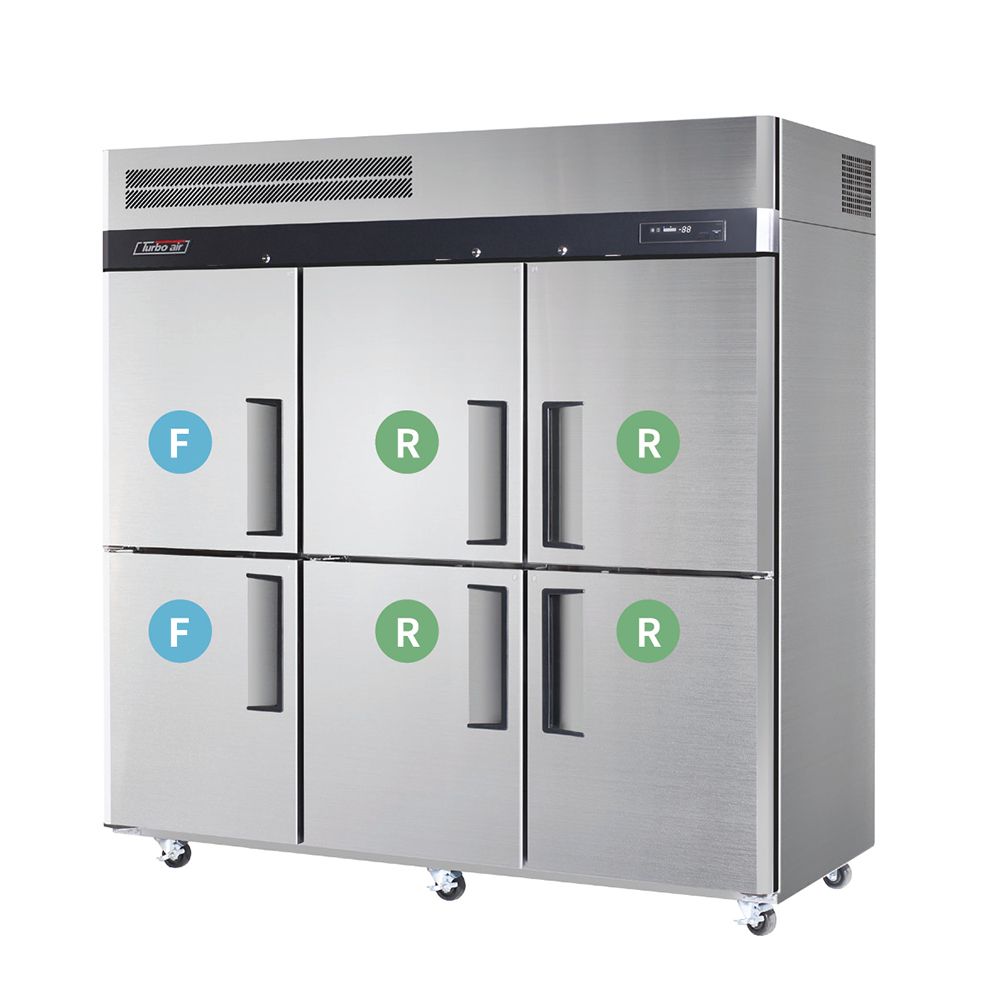 Turbo Air 4 half door Fridge 2 half door Freezer  KRF65-6-N(HC) - Hospitality Connect