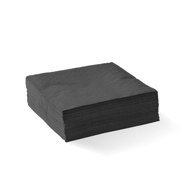 BIOPAK 2-Ply Black Corner Embossed Cocktail BioNapkin 2000 Units - Hospitality Connect