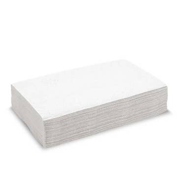 White BioPak 2-ply single saver BioDispenser napkins, box of 6000, showing neatly stacked, absorbent paper napkins for dispensing.