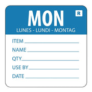 Hygiplas Day Of the Week Removable Food Prep Label Monday 2'' (Roll 500)