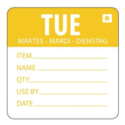 Hygiplas Day Of the Week Removable Food Prep Label Tuesday 2'' (Roll 500)