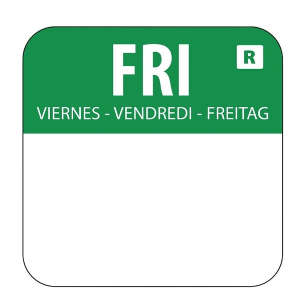 Hygiplas Day of the Week Removable Label Friday 1'' (Roll 1000)