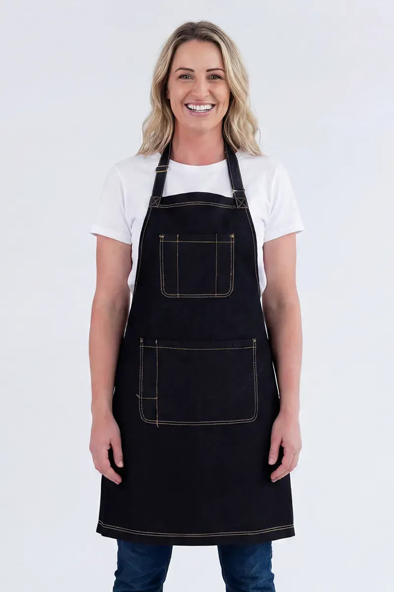 Aussie Chef Leo Denim Black Apron