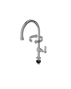 3Monkeez Guardian-S/S Type 16 laboratory tap with lever handle, swivel spout, vandal-resistant aerator, 304 stainless steel construction.