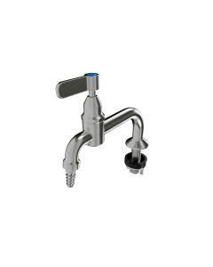 3Monkeez Guardian-S/S Type 26 laboratory tap with lever handle and tube nozzle, stainless steel construction, fixed spout.