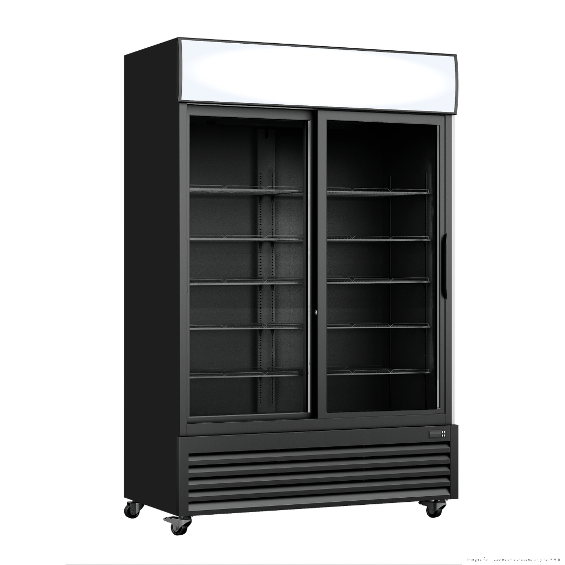 Thermaster 862 L Two Sliding Glass Door Colourbond Upright Drink Fridge Black LG-1000SDBP