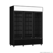 Thermaster Three glass door black upright display fridge 1200L LG-1203BP