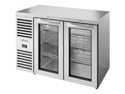 TRUE Bar Refrigerator, Stainless Steel Ext, 2 Glass Swing Doors TBR48-RISZ1-L-S-GG-2 - Hospitality Connect