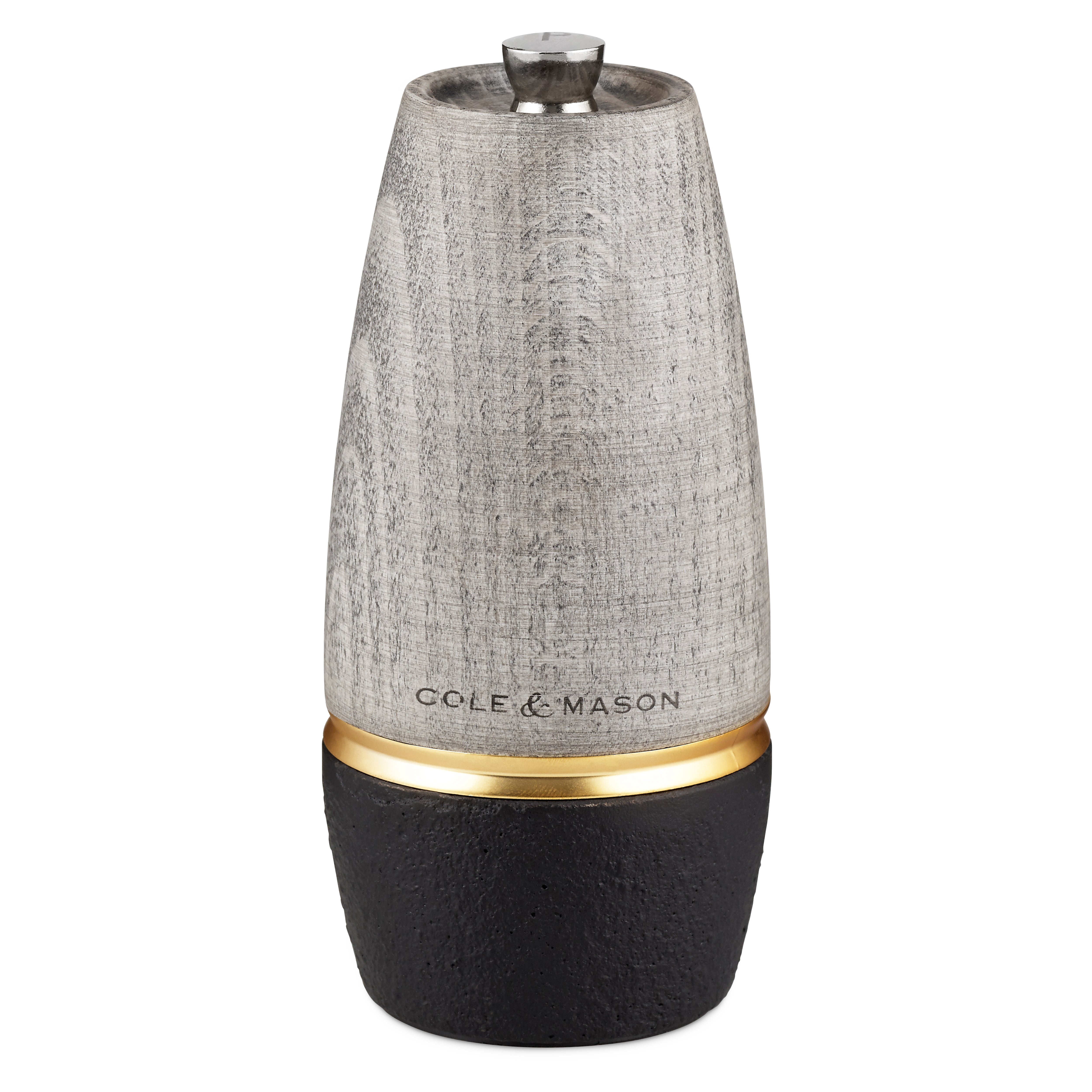 Cole & Mason Bridgwater pepper mill with stainless steel finish and ergonomic design for fresh ground pepper.