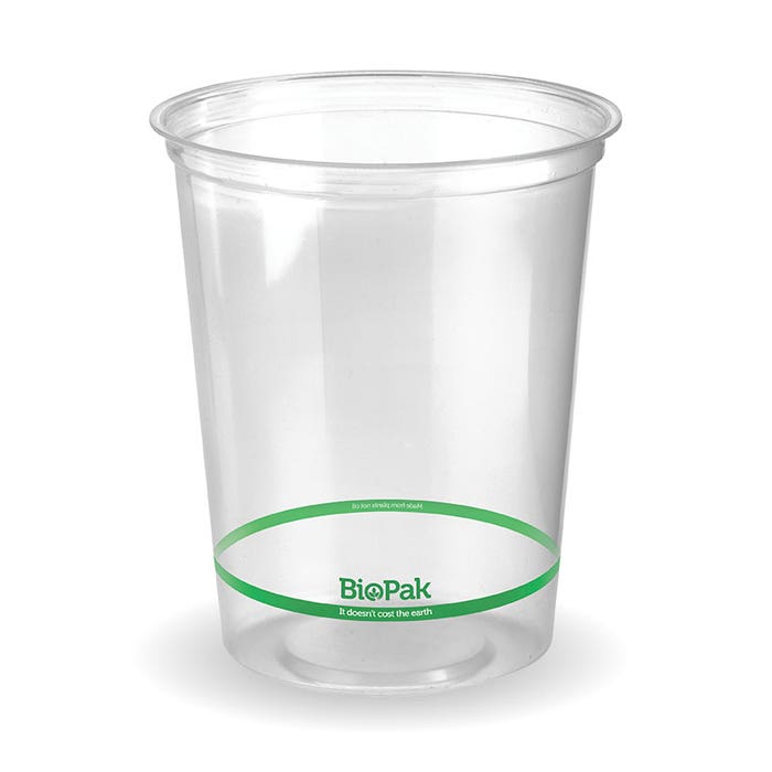 Biopak 960ml clear disposable BioBowl box containing 500 biodegradable bowls for food service.
