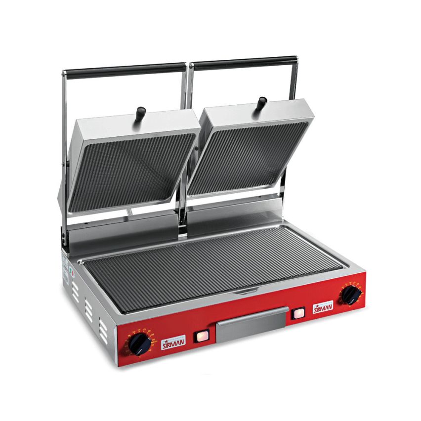 Sirman PD VC RR-RR Ceran Ceramic Glass Double-Head Sandwich Grill with Ribbed Top and Bottom