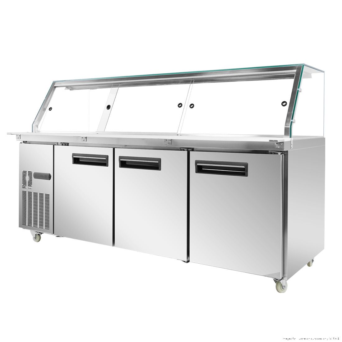 Thermaster 1000L cold food display with glass top holding six 1/1 GN pans PG210FA-XG