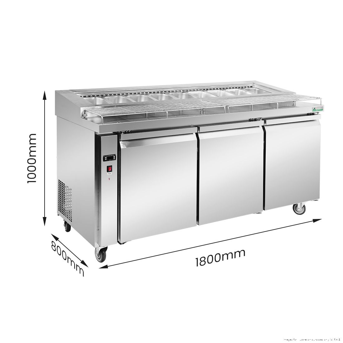 Thermaster PWB180 Three Door Deluxe Pizza Prep Bench, image 2