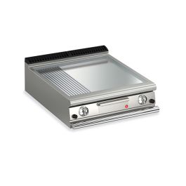 BARON 2 Burner Gas Fry Top With 2/3 Smooth 1/3 Ribbed Chrome Plate And Thermostat Control - Hospitality Connect