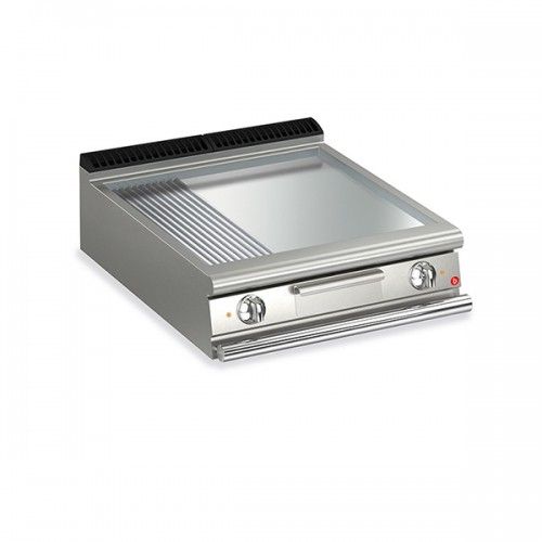 BARON 2 Burner Electric Fry Top With 2/3 Smooth 1/3 Ribbed Chrome Plate And Thermostat Control - Hospitality Connect