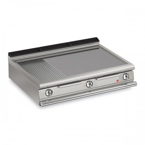 BARON 3 Burner Electric Fry Top With 2/3 Smooth 1/3 Ribbed Mild Steel Plate And Thermostat Control - Hospitality Connect