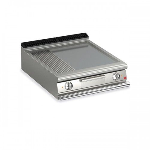 BARON 2 Burner Electric Fry Top With 2/3 Smooth 1/3 Ribbed Mild Steel Plate And Thermost Q90SFT/E820at Control - Hospitality Connect