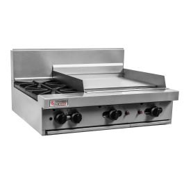 Trueheat RC Series 900mm Top W 2 Burners And 600mm Griddle Plate LP RCT9-2-6 - Hospitality Connect