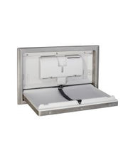 3Monkeez recessed horizontal baby change station with stainless steel cladding, antimicrobial coating, and HDPE construction.