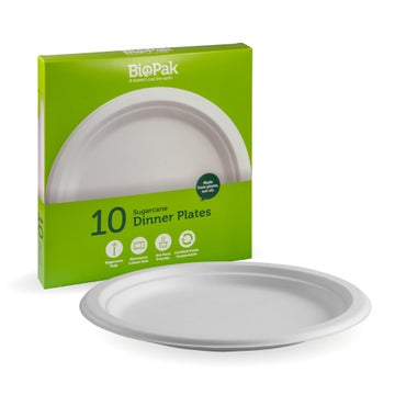 BIOPAK 10 Pack - 25cm / 10" Round Plant Fibre Plate 60 units