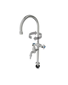3Monkeez Guardian-S/S Type 8 laboratory tap with swivel spout, vandal-resistant aerator, V/R handle, and 304 stainless steel finish.