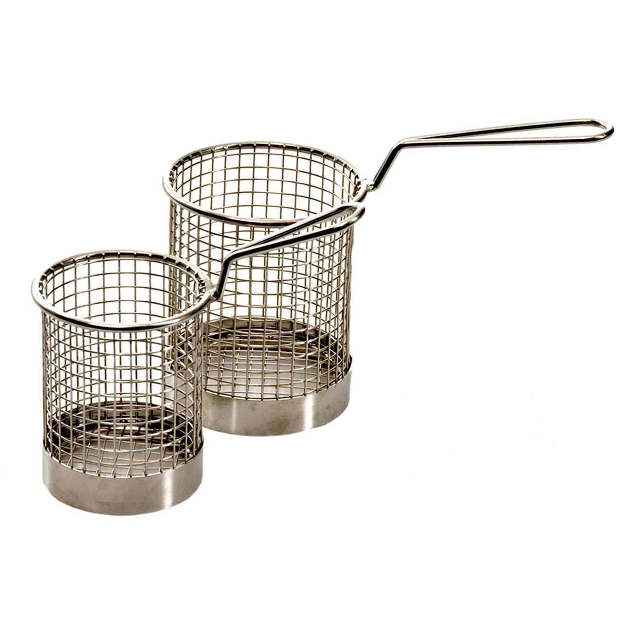 KH CLASSIK CHEF SERVING FRY BASKET ROUND 90 x 105mm H CHROME Box of 12 - Hospitality Connect