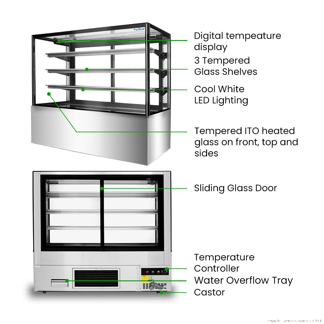 Bonvue 3+1 Tier Squared Temper Glass Cake Display SF860V, image 3
