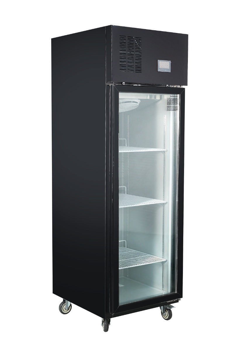THERMASTER 500L Full-Width Single Black Glass Door Upright Display Freezer — SFWFG500B