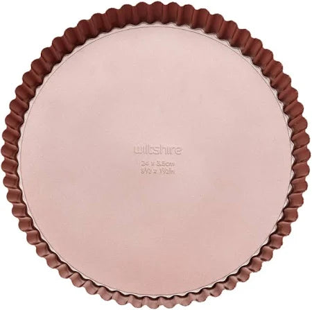 WILTSHIRE TART PAN-RND FLUTED ROSE GOLD 240x35mm L/BASE N/S - Hospitality Connect