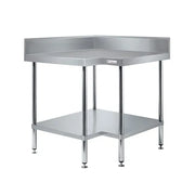 Simply Stainless Corner Bench With Splashback 600 Series - 900mm Wide Includes undershelf - Hospitality Connect