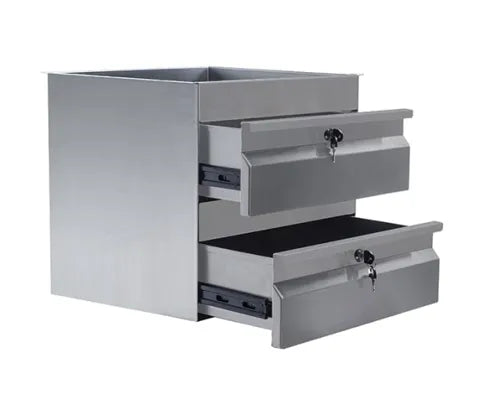 simply Stainless 2 x Stainless Steel Drawers 125mm deep, supplied with locks - Hospitality Connect