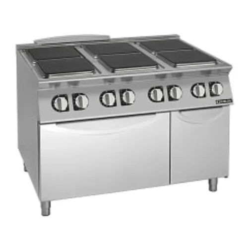 Giorik 6 x Square Hot Plates / Standard Electric Oven 4.3kW hot plates / 6.7kW oven With storage compartment CE96QET. - Hospitality Connect
